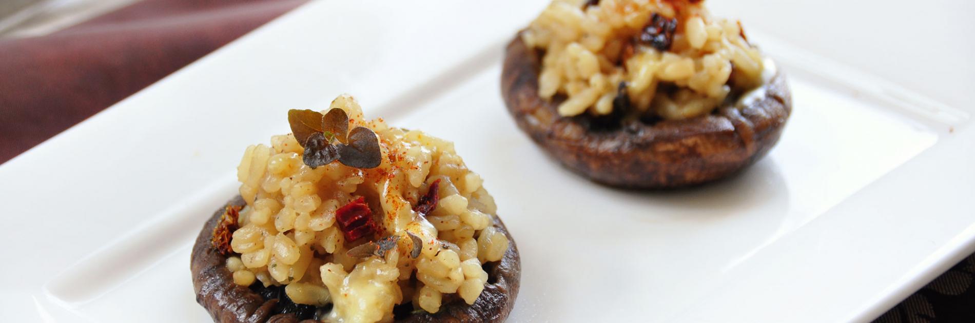 Portobello’s gevuld met risotto