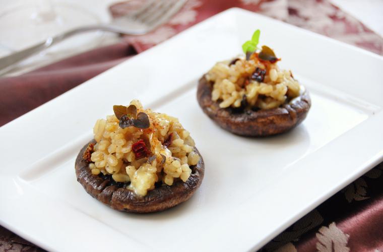 Portobello’s gevuld met risotto