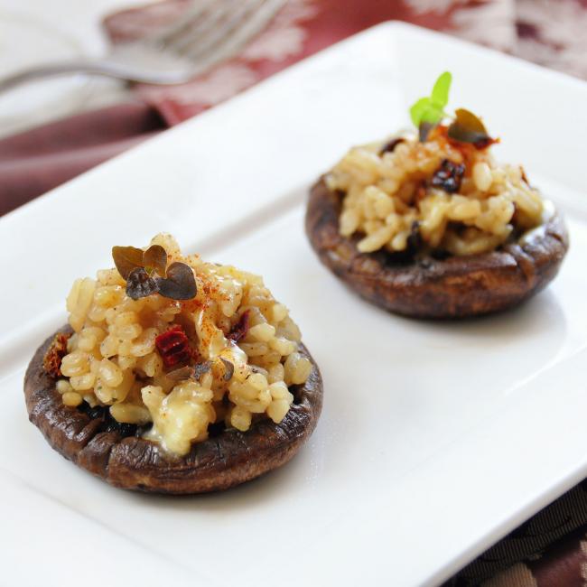 Portobello’s gevuld met risotto